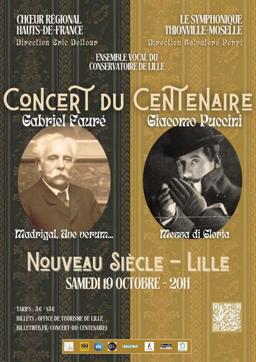 Concert du centenaire Gabriel Fauré + Giacomo Puccini